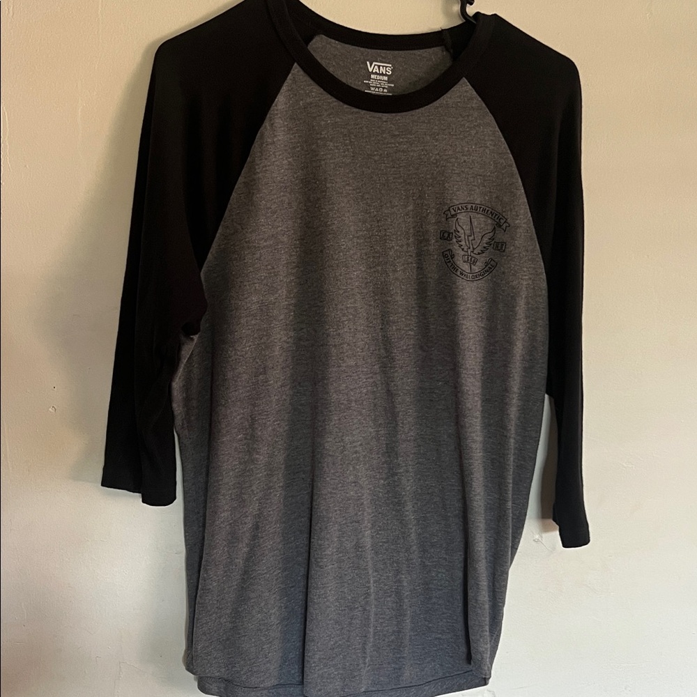 Vans Men's Charcoal and Black Long Sleeve Tee